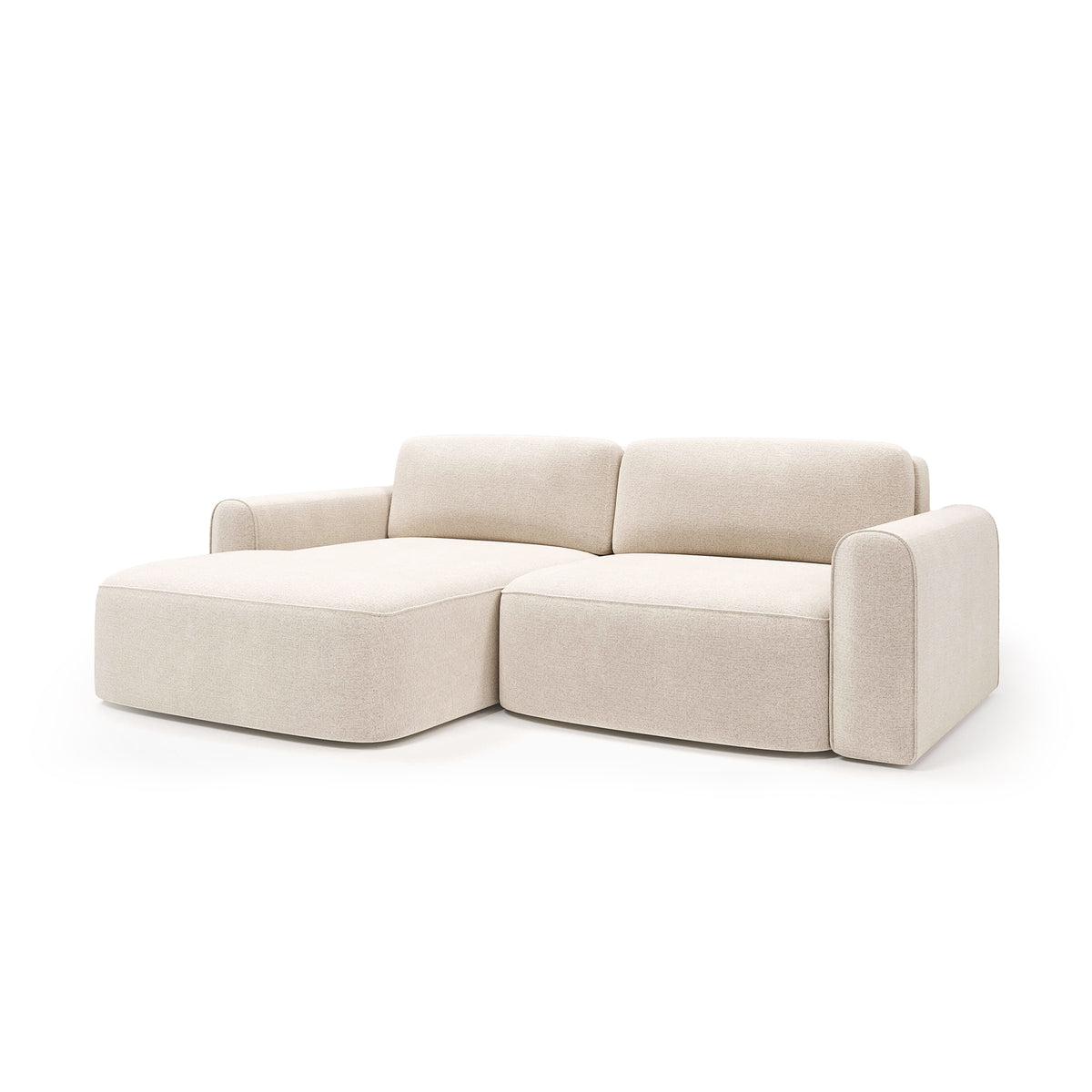 Saniri-hjørnesofa, venstrevendt, Lniany Piasek (CASTEL 03) – hjørnesofa med sovefunktion, set fra siden