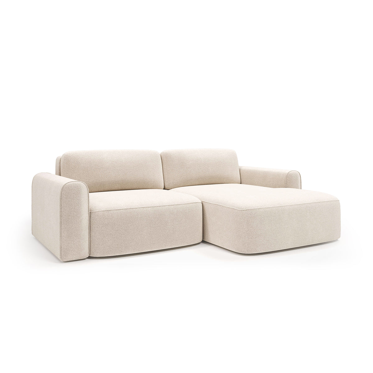 Saniri-hjørnesofa, højre side, Lniany Piasek (CASTEL 03) – hjørnesofa med sovefunktion, set fra siden