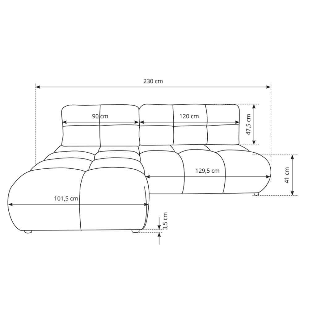 Milorya DL-hjørnesofa med sovefunktion, 230 cm, i moderne stil – billede 8