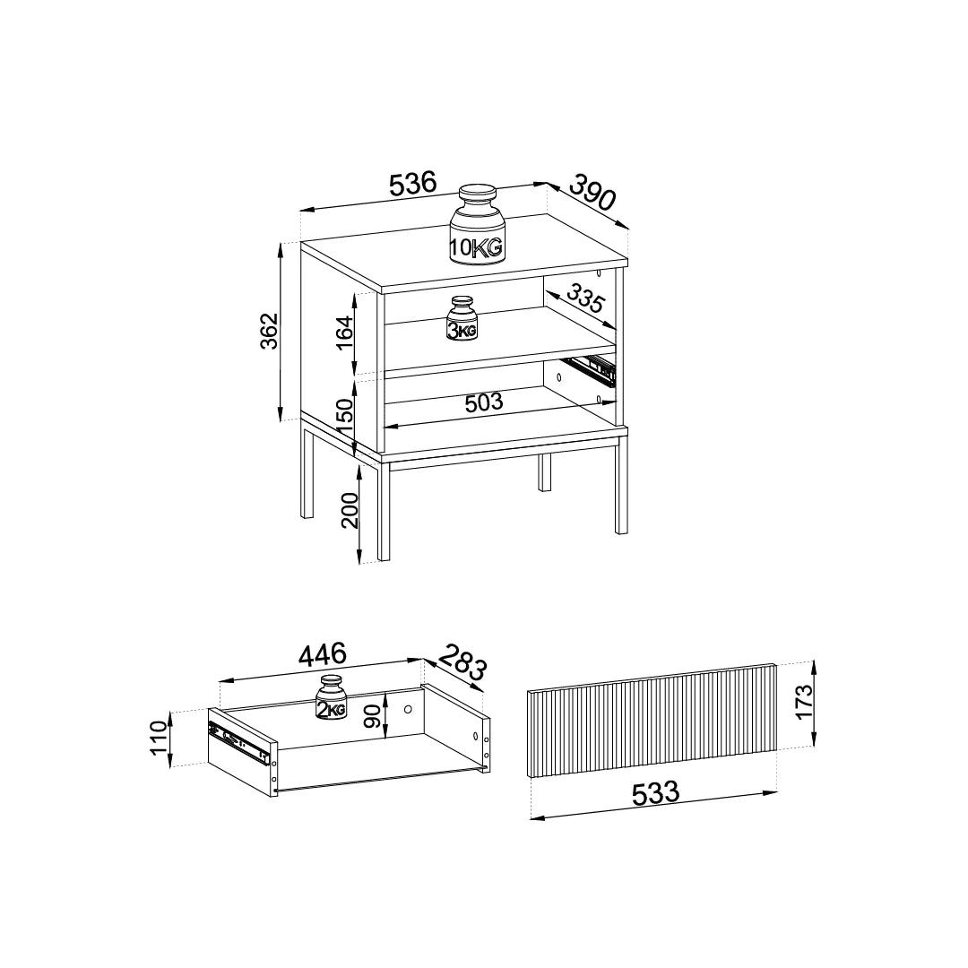 Lampy-natbord med lamelfront 54x56 cm – billede 8