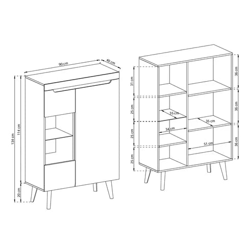 Trava-vitrineskab med glasfront, 90 x 134 cm, i skandinavisk stil – billede 4