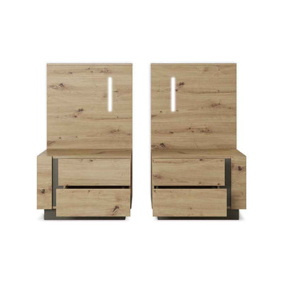 Sæt af natborde med skuffer, 60 x 102 cm, i moderne stil – model Armelia – med åbne fronter