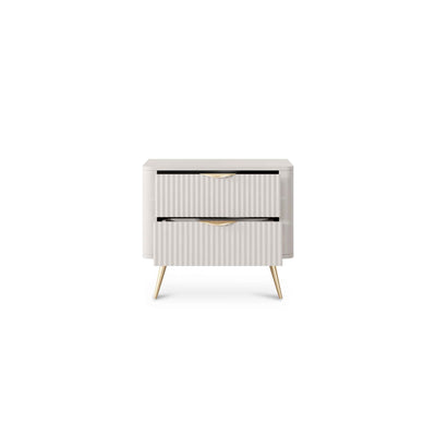 Laanti-natbord med 2 skuffer, 63 x 55 cm, i elegant stil – med åbne fronter