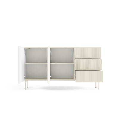 MuzZI-kommode med døre og skuffer, 147 x 81, i moderne stil – med åbne fronter