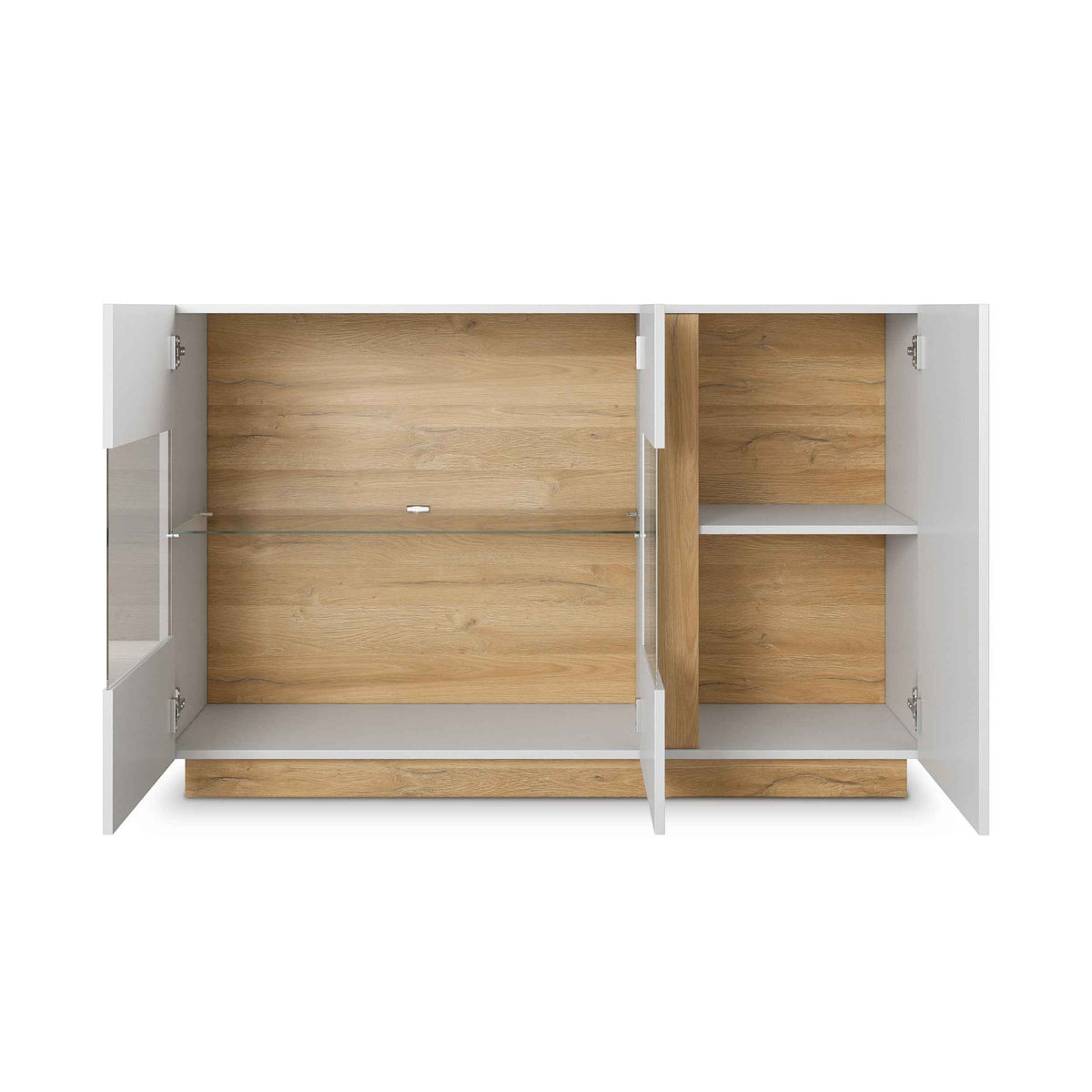 Armelia-kommode med vitrine, 138 x 91, i moderne stil – med åbne fronter