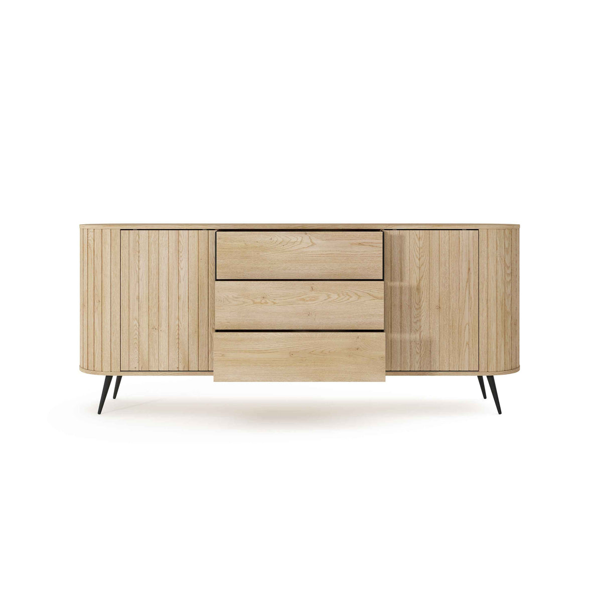 Kommode med skydedøre og skuffer, 196 x 82, i moderne stil | Llovia