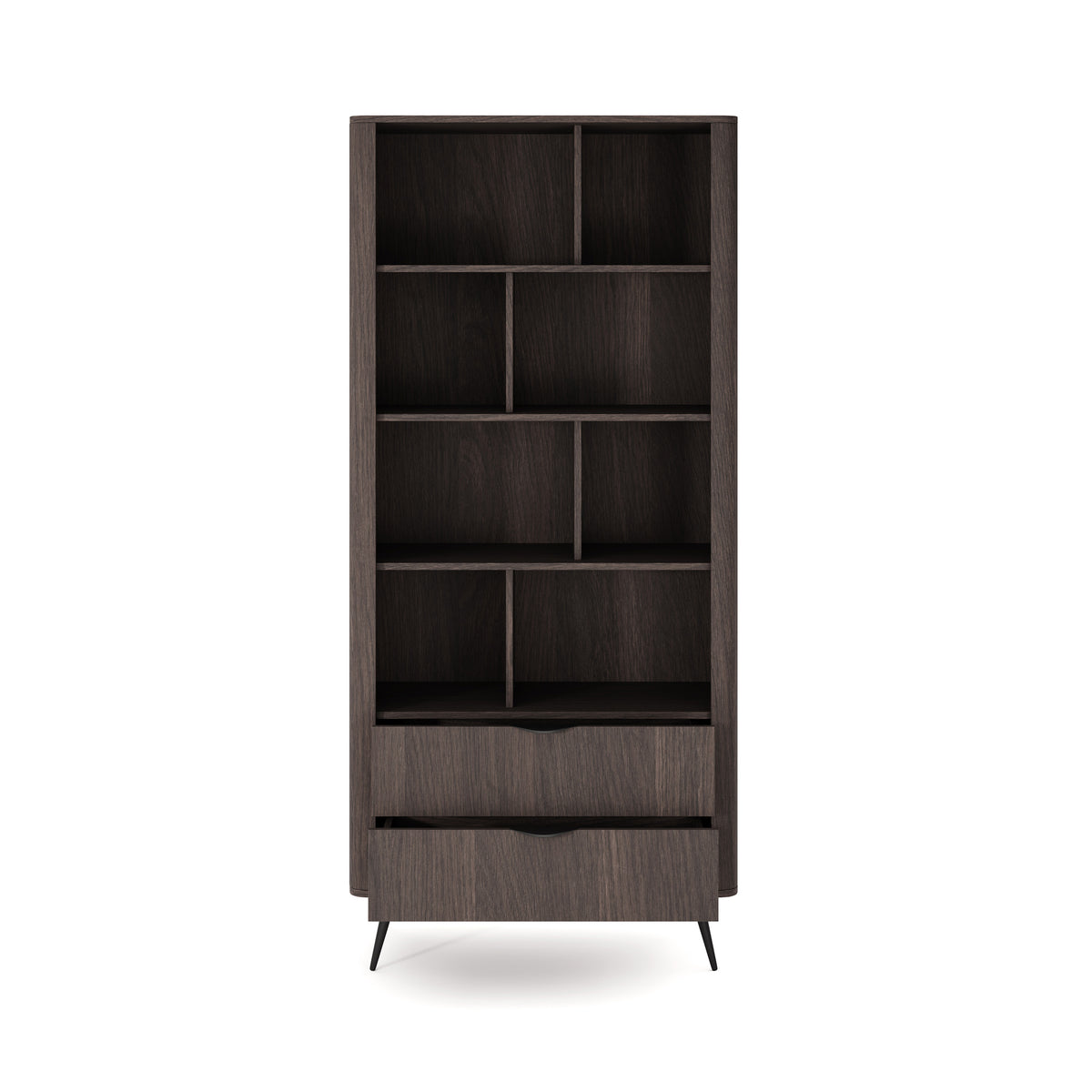 Velia-reol 88x194 med åbne hylder og skuffer i soft loft-stil – med åbne fronter