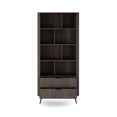 Velia-reol 88x194 med åbne hylder og skuffer i soft loft-stil – med åbne fronter