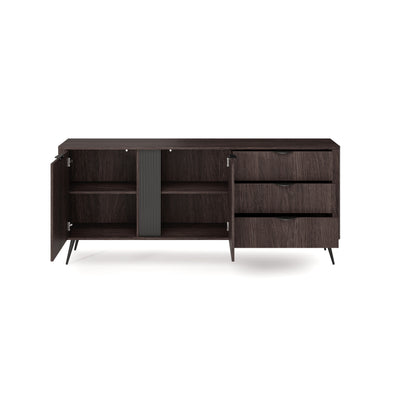 Velia-kommode, 195 x 81, med skabe og skuffer i soft loft-stil – med åbne fronter