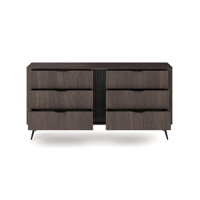 Velia-kommode med 6 skuffer, 163 x 81, i soft loft-stil – med åbne fronter