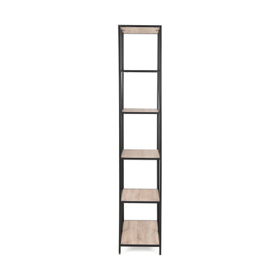 Skeleto-reol 77x185 Sonoma-eg, set fra siden – en slank reol med en dybde på 35 cm