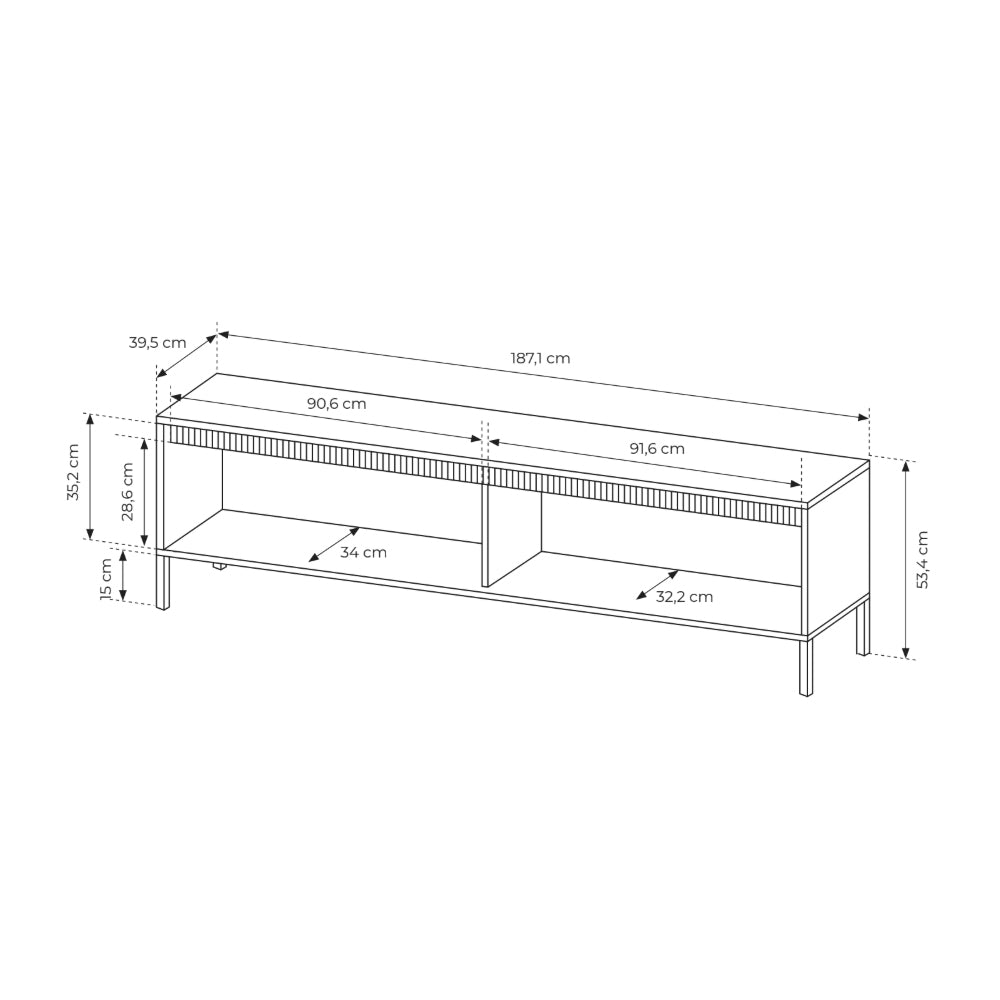 Senra TV-bord med 2 døre, 187 x 53, i japandi-stil – billede 6