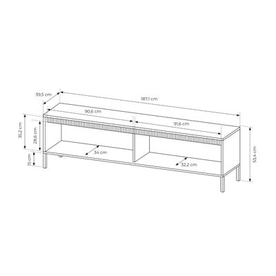 Senra TV-bord med 2 døre, 187 x 53, i japandi-stil – billede 6