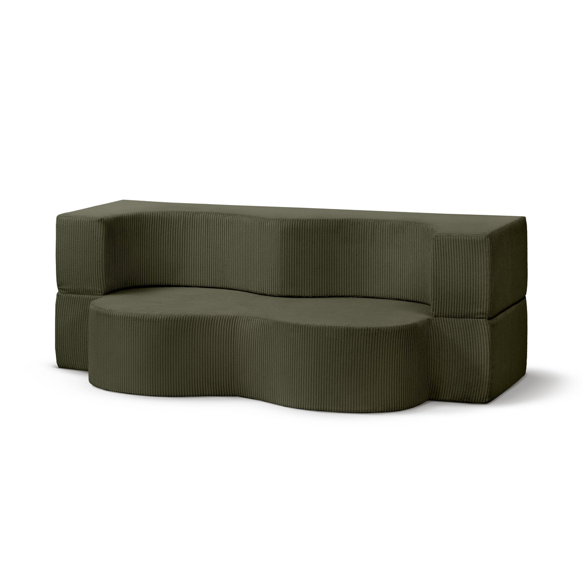 Fritstående skumsofa på 200 cm med sovefunktion i japandi-stil | Kamelia Grøn Eg (POSO 46)
