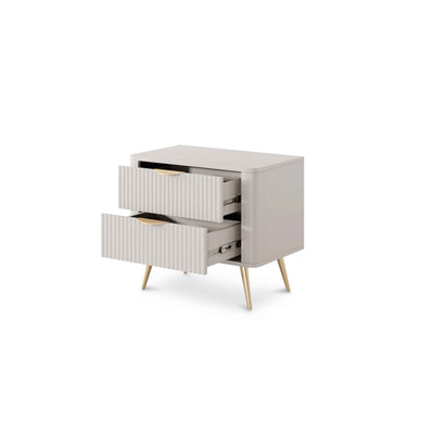 Laanti-natbord med 2 skuffer, 63 x 55 cm, i elegant stil – med åbne fronter