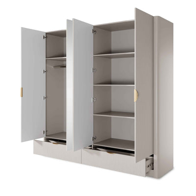 Laanti-garderobeskab med 4 døre, 213 x 208 cm, i moderne stil – med åbne fronter