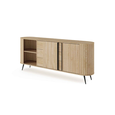 Kommode med skydedøre og skuffer, 196 x 82, i moderne stil | Llovia