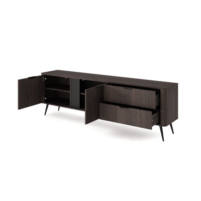 Velia TV-bord 195x61 i japandi-stil – med åbne fronter