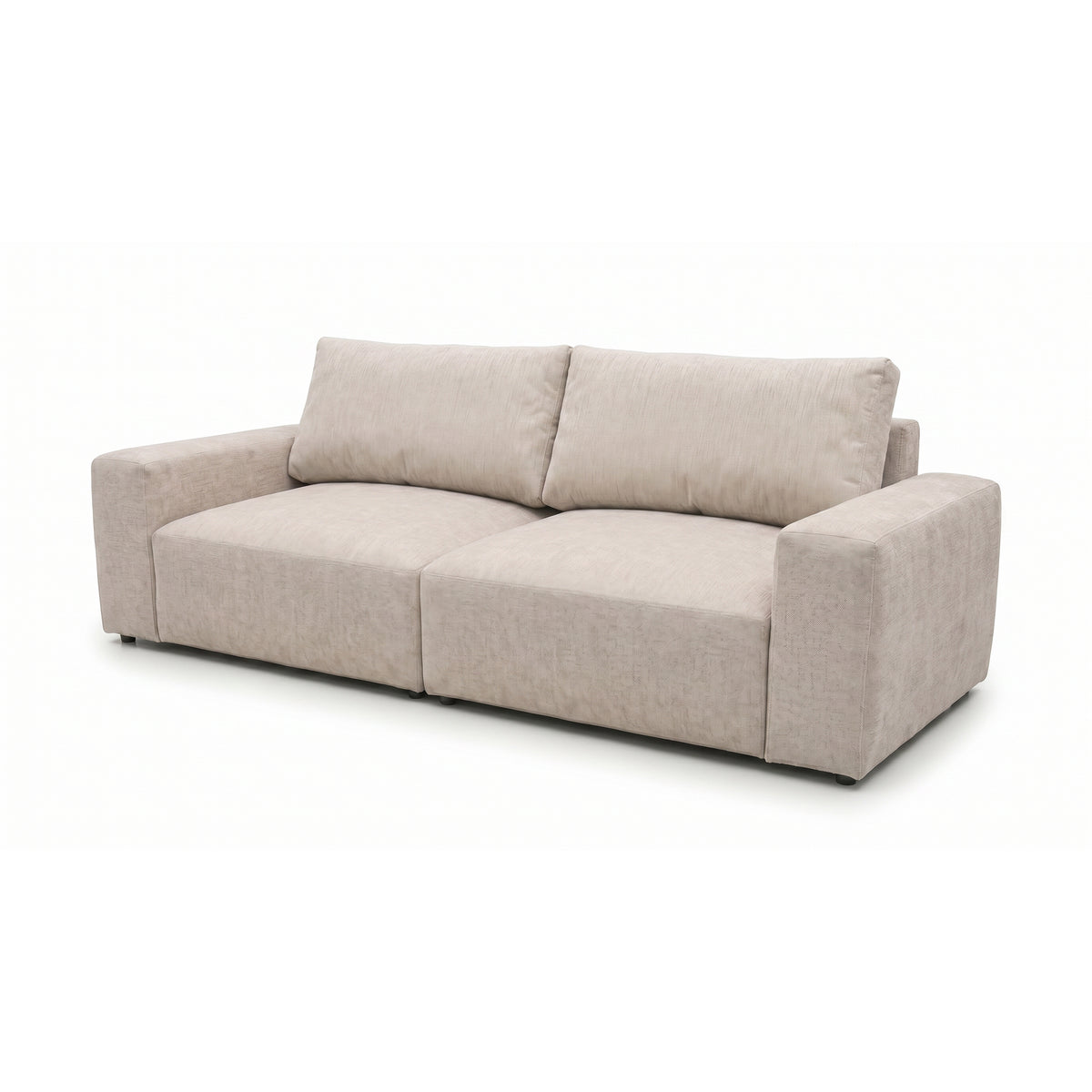 Modulsofa Iskeli 260 cm Cremet Taupe (ARAGON 03) skråt forfra – sovesofa med to ryghynder