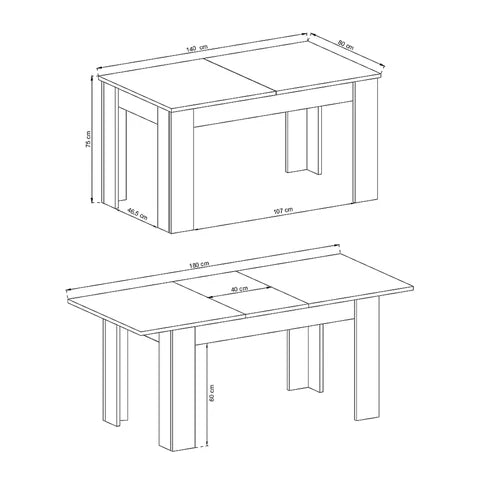 Gorky-udtræksbord 140–180 x 75 til spisestuen i moderne stil – billede 3