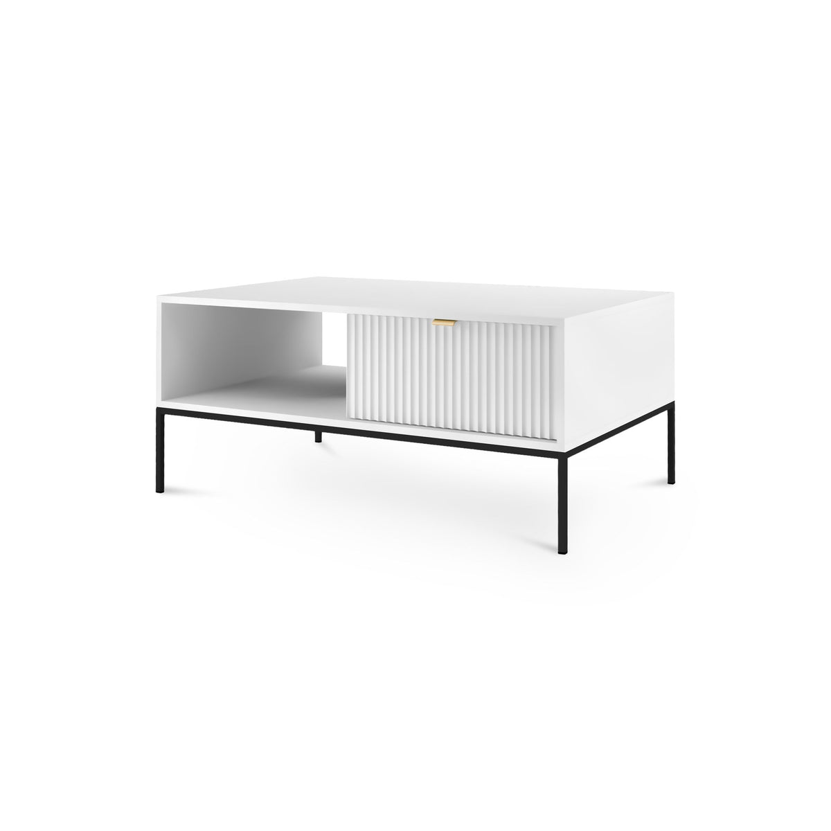 Sofabord 104x46 med skuffe i moderne stil | Roza Hvid Sort