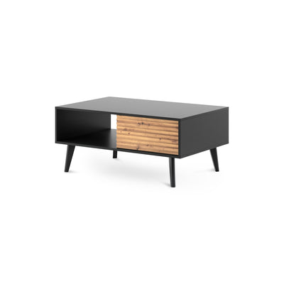 Las-sofabord til stuen, 104x48, med skuffe i loftstil – hovedbillede | Pillovely