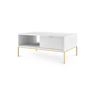 Sofabord 104x46 med skuffe i moderne stil | Roza Hvid Guld