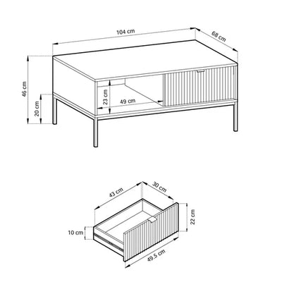 Roza sofabord 104x46 med skuffe i moderne stil – billede 5