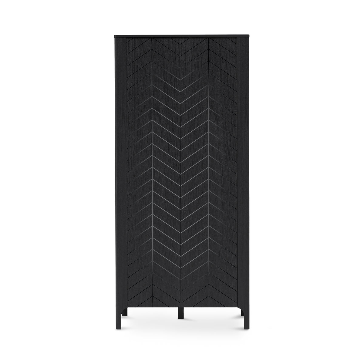 EKLIPSO-garderobeskab 90x197 med frontpaneler i fiskebensmønster i moderne stil – farve: Sort | Pillovely