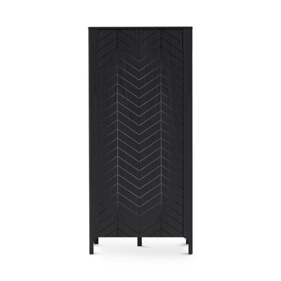 EKLIPSO-garderobeskab 90x197 med frontpaneler i fiskebensmønster i moderne stil – farve: Sort | Pillovely