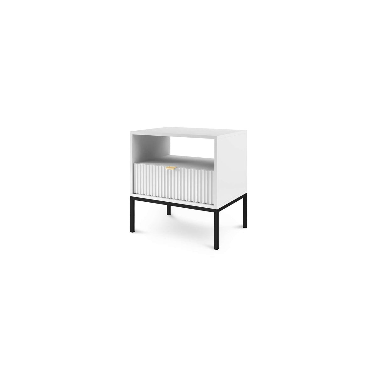 Natbord med skuffe, 54 x 56 cm, i glamour-stil | Roza, hvid, sort