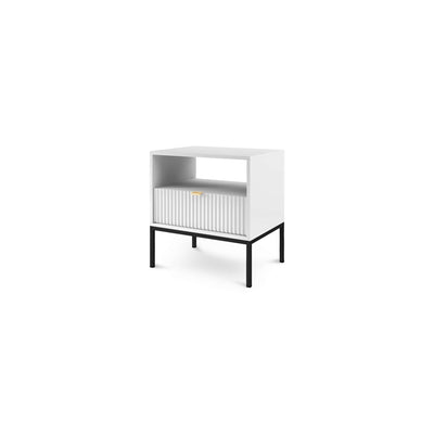 Natbord med skuffe, 54 x 56 cm, i glamour-stil | Roza, hvid, sort