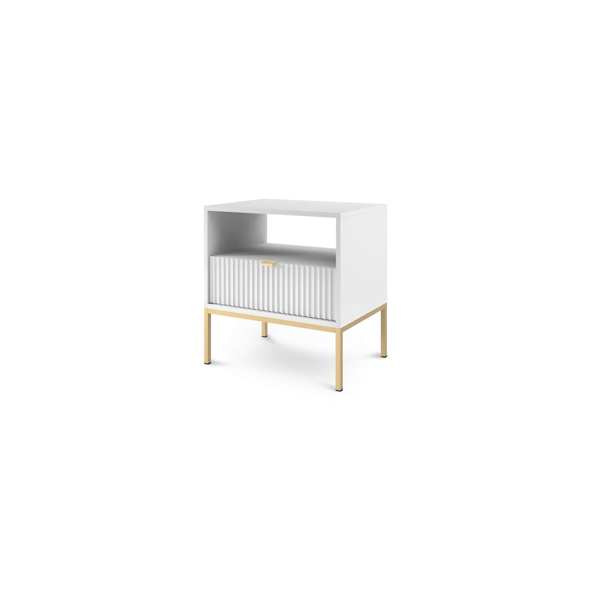Natbord med skuffe, 54 x 56 cm, i glamour-stil | Roza, hvid, guld
