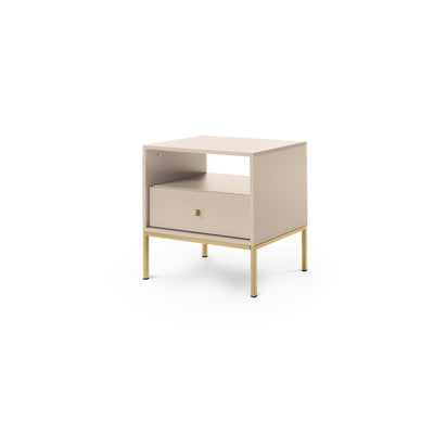 Natbord med skuffe, 54 x 57 cm, i moderne klassisk stil | Kviat, sandbeige og guld