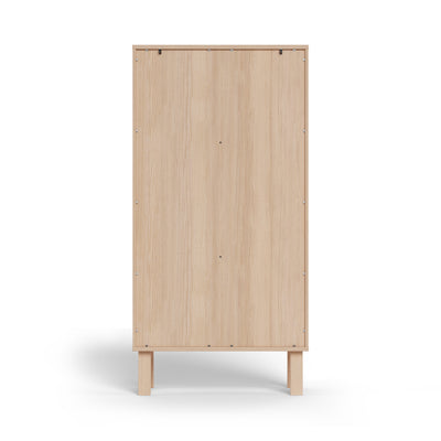 Lurisse-vitrineskab 90x180, set bagfra – bagvæg i lys eg-finér