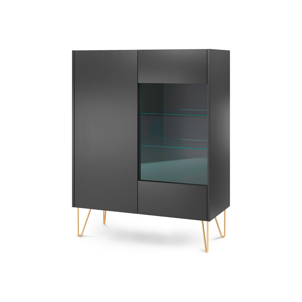 Ballada-vitrineskab til stuen med glasfront, 97 x 122 cm, i glamour-stil – hovedbillede | Pillovely