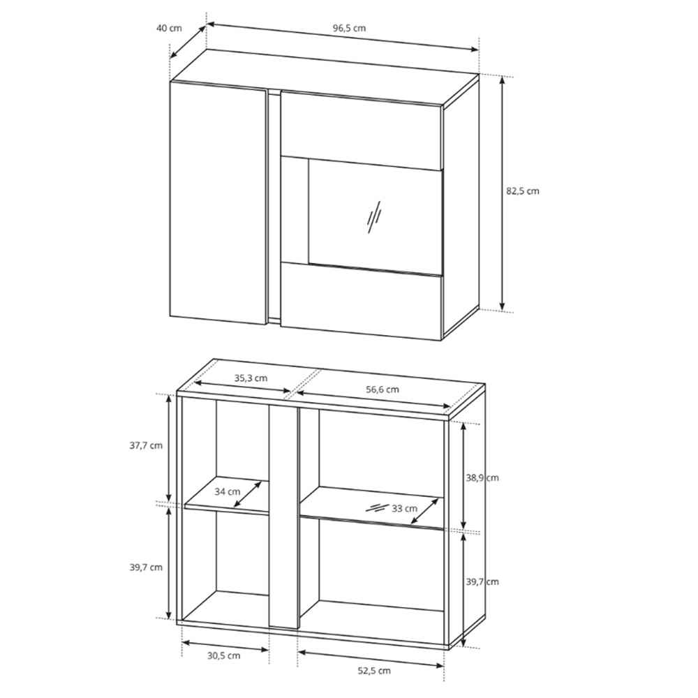 Armelia hængende vitrineskab med glas, 97 x 83 cm, i minimalistisk stil – billede 5