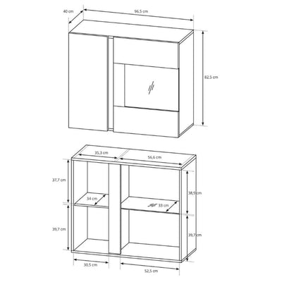 Armelia hængende vitrineskab med glas, 97 x 83 cm, i minimalistisk stil – billede 5