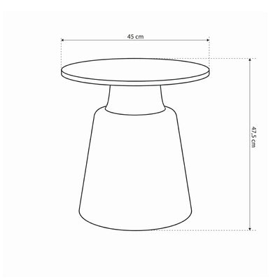Fumor, et rundt sofabord med en diameter på 45 cm i moderne stil – tegning med mål