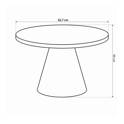 Det runde Soren-sofabord med en diameter på 66 cm i moderne stil – tegning med mål