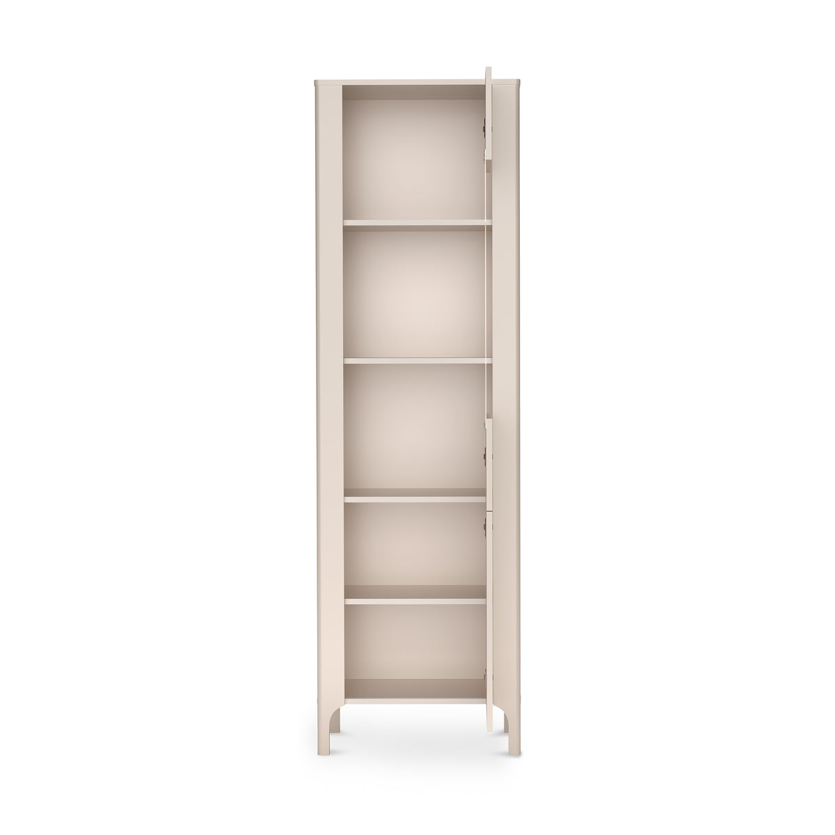 Højt vitrineskab EKLIPSO 60x197 med glaspartier i moderne stil, farven Kashmir – indvendigt billede, når skabet er åbent | Pillovely