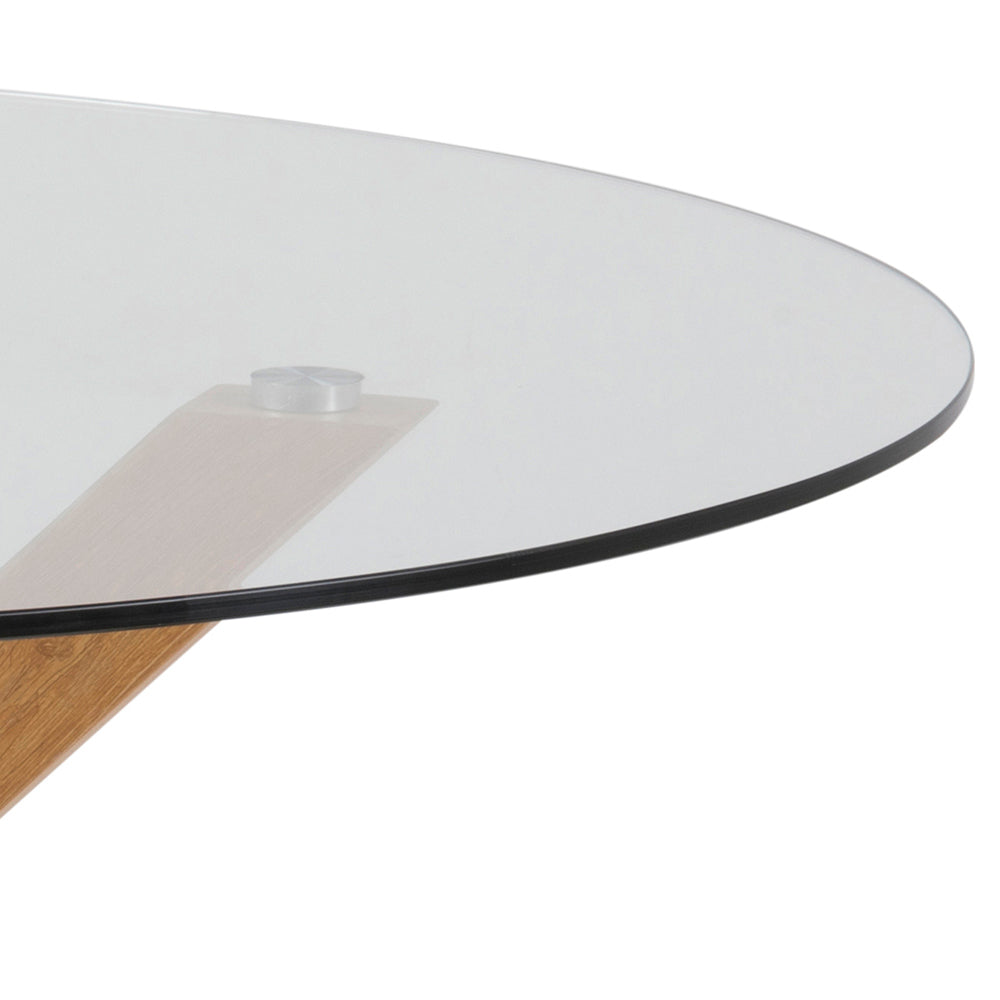 Stela-rundbord i glas, 119x76, i moderne stil – nærbillede af detaljer og overflade