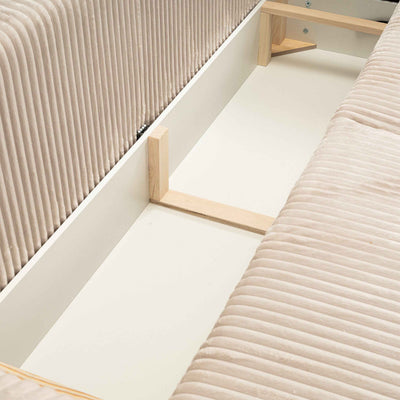 Alloro 3-personers sovesofa, 145x200, med opbevaringsrum i moderne stil – nærbillede af detaljer og struktur