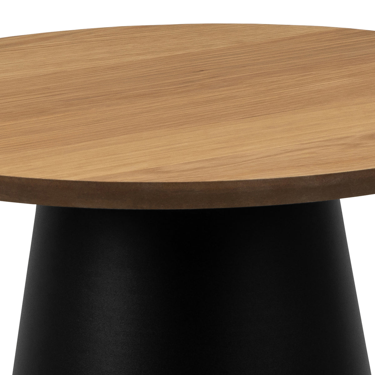 Det runde Talin-sofabord med en diameter på 45 cm i soft loft-stil – nærbillede af detaljer og overfladestruktur