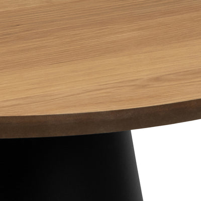 Det runde Talin-sofabord med en diameter på 45 cm i soft loft-stil – nærbillede af detaljer og overfladestruktur