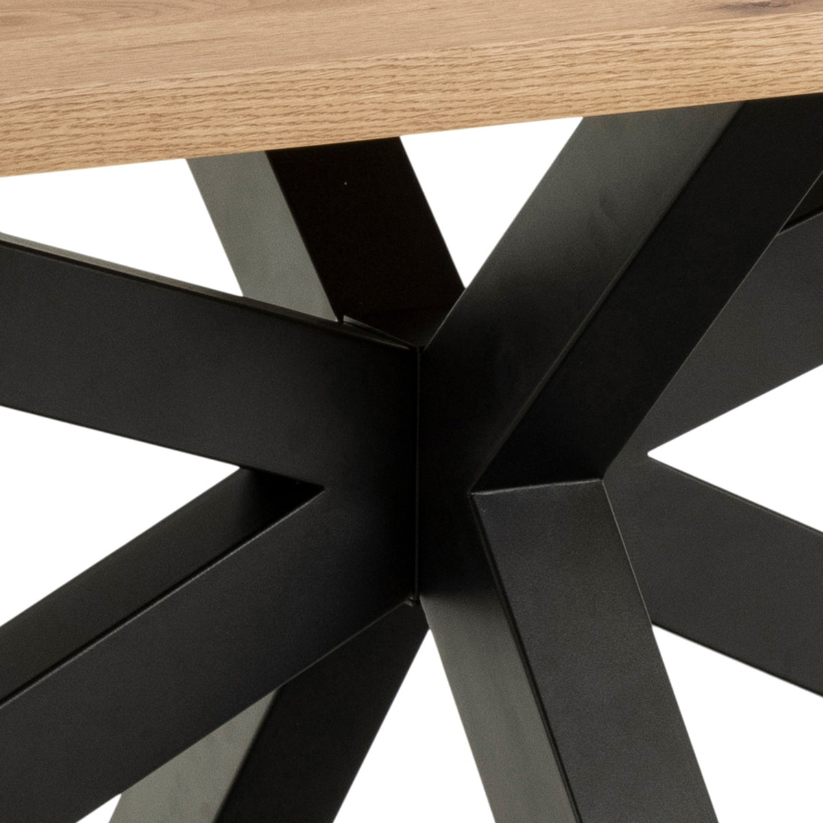 Oryss Oak-spisebord 220x76 i industriel stil – nærbillede af detaljer og struktur